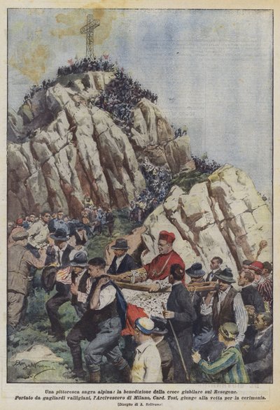 絵のように美しい高山祭、レセゴーネのジュビリークロスの祝福 作： Achille Beltrame