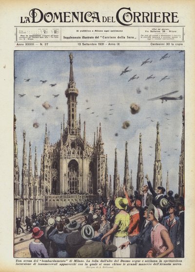 ミラノ爆撃の様子 作： Achille Beltrame