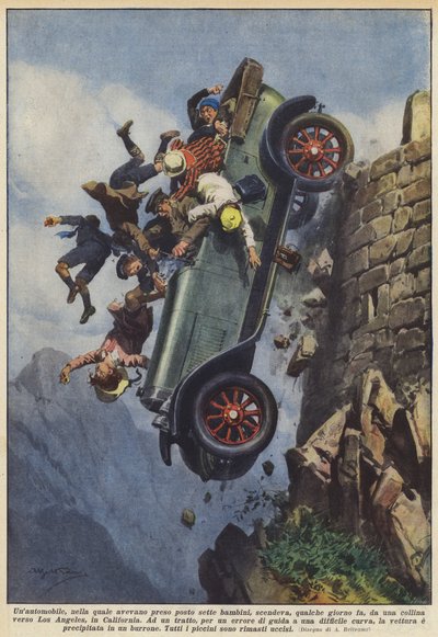 数日前に7人の子供が座っていた車が降りましたか。 作： Achille Beltrame