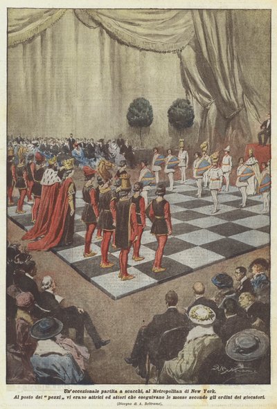 ニューヨークのメトロポリタンでのチェスの卓越したゲーム 作： Achille Beltrame