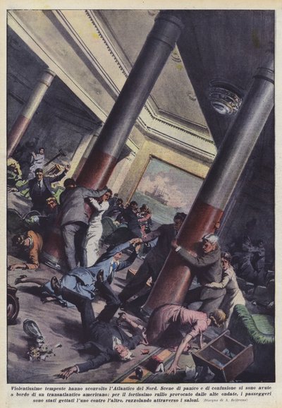 非常に激しい嵐が北大西洋に衝撃を与えた 作： Achille Beltrame