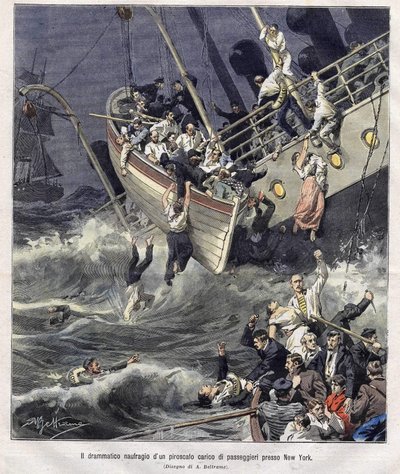 1907年2月、ニューヨーク沖で難破したラーチモント号の船体 作： Achille Beltrame
