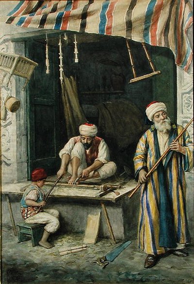 アラブの大工たち」1875年頃（水彩・紙） 作： Achille Buzzi