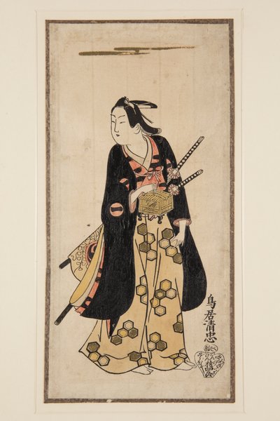 俳優・初代市川門之助（カラー木版画 作： Achille Cattaneo