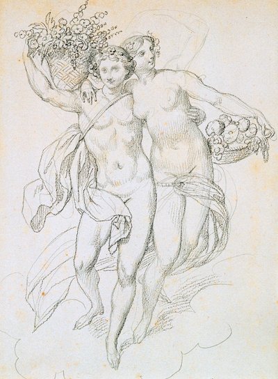 プシュケとキューピッド、c1820-1857 作： Achille Devéria