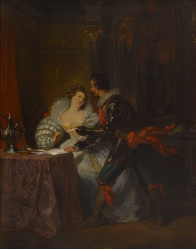 Le Duc et la Duchesse de Guisse. ヘンリー 3 世とその宮廷の後、アレクサンドル デュマ作、1829 年。 作： Achille Devéria