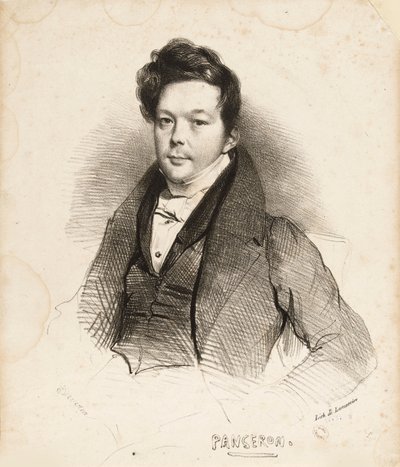 作曲家オーギュスト・マチュー・パンセロンの肖像 1796-1859, 1832. 作： Achille Devéria