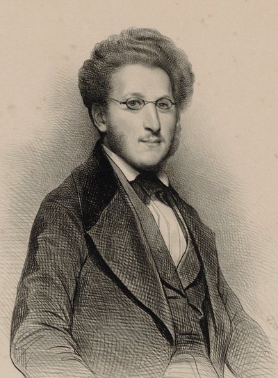 ヴァイオリン奏者で作曲家のハインリヒ・パノフカの肖像 1807-1887、1840年。 作： Achille Devéria