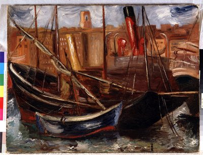 マルセイユ旧港のボートとボート 作： Achille Emile Othon Friesz