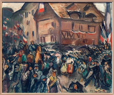 1918 年 11 月 22 日、ストラスブール (フランス、バ ラン) へのフランス軍の進入。 エミール オットン フリース (1879-1949) の絵画、キャンバスに油彩 作： Achille Emile Othon Friesz