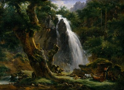 モンドールの滝、1818年。 作： Achille Etna Michallon