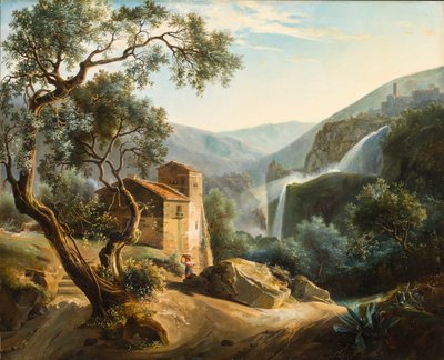 滝のある風景、1830年頃 作： Achille Hector Camille Debray