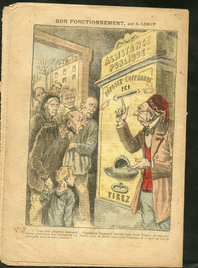 Achille Lemot (1846-1909)がLe Pelerin誌の表紙に描いたイラスト, 07/02/09 - 良い機能 - 家族, Misere, 公的支援 作： Achille Lemot