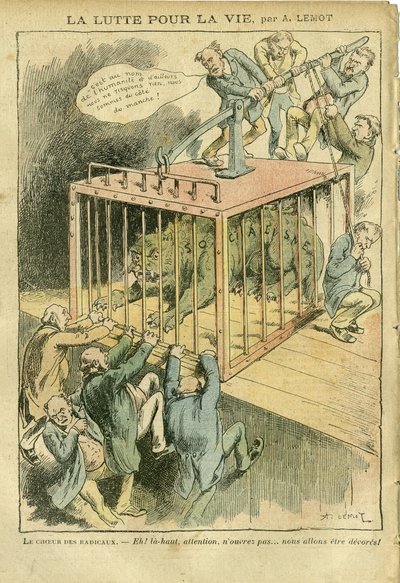 Achille Lemot (1846-1909)によるイラスト（Le Pelerin, 21/04/07） - 生命のための闘い - 社会主義、過激な社会主義 - 動物化 作： Achille Lemot