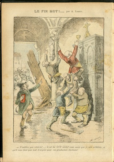 Achille Lemot (1846-1909) のイラスト（Le Pelerin, 25/02/06） - 反ユダヤ主義, 宗教 信仰, カトリック カトリック - 政教分離, 棚卸資産/棚卸資産の回収 - Jew 作： Achille Lemot