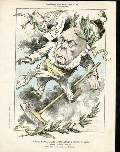 Le Triboulet、モノクロの風刺画 作： Achille Lemot