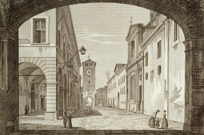 アキレ・パルボーニ (1783-1841)、イタリアによって彫刻された、ラヴェンナ公使館のカステル ボローニャ広場 作： Achille Parboni
