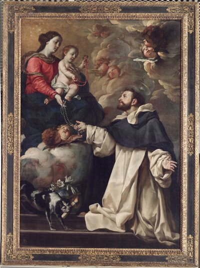 ロザリオを聖人に差し出す聖母 ドミニク、1679～88年頃（キャンバスに油彩） 作： Acsilso Antonio de Palomino