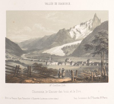 氷河のあるエギーユ・ド・ビオナセの眺め Aiguille et Glacier de Bionnassay (オブジェクトのタイトル) シャモニー・モンブランの記憶（連載タイトル） Museum du Mont-Blanc (オブジェクトのシリーズ タイトル) 作： Ad. Cuvillier