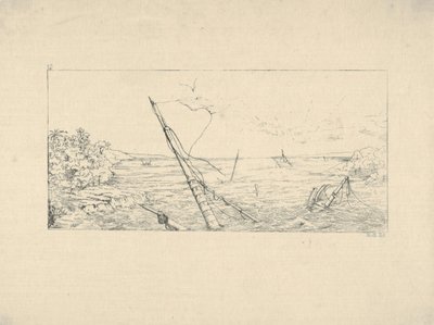 サウスカロライナ州チャールストン沖の石の封鎖、南軍戦争エッチング、1861-63年。 作： Adalbert John Volck