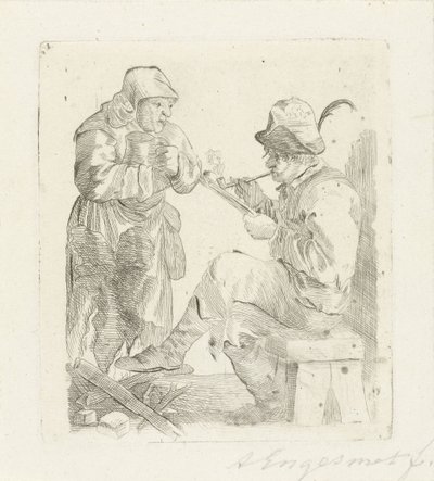 喫煙者 作： Adalbertus Engelsmet (signed by artist)