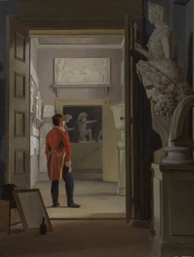 1830年、コペンハーゲン、シャルロッテンボー宮殿の古美術ホール。 作： Adam August Müller