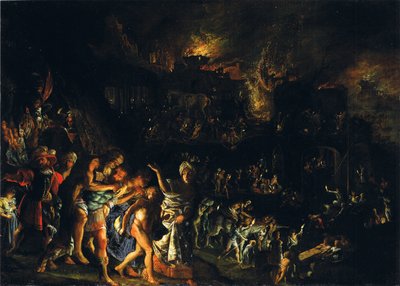 ドイツ語：Der Brand von Troja トロイの焼き討ち 作： Adam Elsheimer