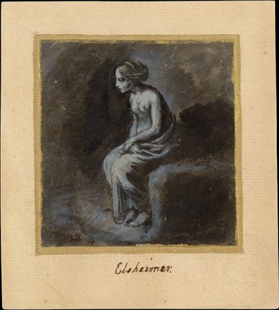 座っている若い女性、16 世紀後半から 17 世紀初頭。 作： Adam Elsheimer