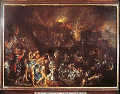 トロイの焼き討ち』1604年頃（銅に油彩 作： Adam Elsheimer