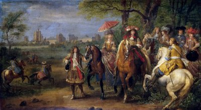 ヴァンセンヌ城とルイ 14 世、マリー テレーズと宮廷 (1669 年) 作： Adam Frans Meulen van der