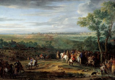 1673年6月、ルース14世からマーストリヒト（現在のマーストリヒト市）前のキャンプに到着。アダム・フランソワ・ファン・デル・ミューレン（1632-1690）の絵 作： Adam Frans van der Meulen