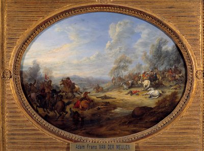 騎兵隊の衝撃 ルイ14世統治下の戦い。アダム・ファン・デル・ミューレン（1632-1690）の絵画 日0.2x0.27m 作： Adam Frans van der Meulen