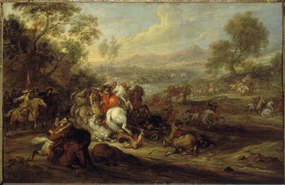 騎兵隊の衝撃あるいは騎兵隊の戦い、1652年から1690年の間（キャンバスに油彩） 作： Adam Frans van der Meulen