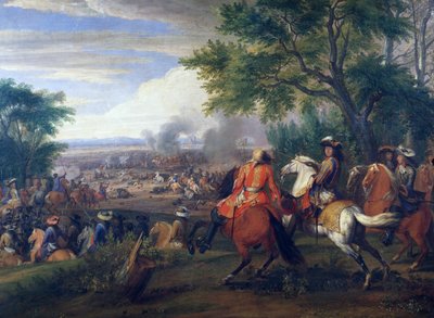 1667年、ブルージュ運河付近でスペイン軍を撃退したルイ14世、ファン・デル・ミューレン（1632-1690）の作品、フランス・ベルギー 作： Adam Frans van der Meulen