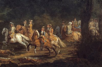 ルイ14世がディテール・ハントを行う。アダム・フランソワ・ファン・デル・ミューレン（1632-1690）の絵画 作： Adam Frans van der Meulen