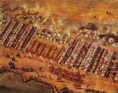 アダム・ファン・デル・ミューレンによる「マーストリヒトの包囲」の詳細 作： Adam Frans van der Meulen