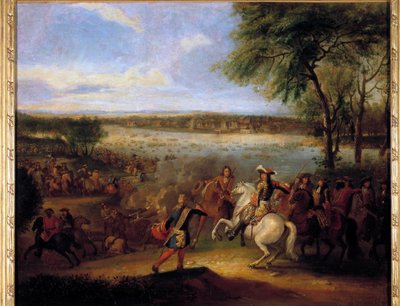 ルイ14世（1638-1715）によるライン川の通過 トルホイスの前 1672年12月7日 アダム・フランツ・ファン・デル・ミューレン（1632-1690）による絵画 日0,6x0,7 m 作： Adam Frans van der Meulen