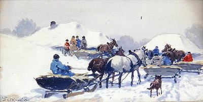 田舎の冬」（水彩・鉛筆・紙） 作： Adam Setkiewicz