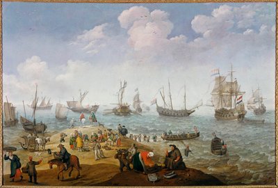釣りのシーン アダム・ウィラート（1577-1664）の絵画 17世紀 個人蔵 作： Adam Willaerts