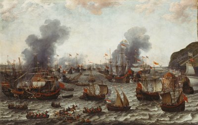 オランダとスペインの艦隊間のジブラルタルの戦い、1607年4月25日、1639 作： Adam Willaerts