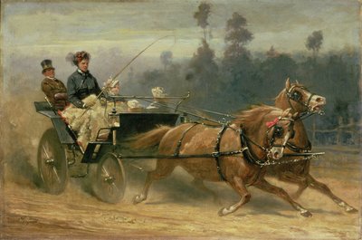 リッチモンドパークで孫と一緒に運転するセレスティンニコルズ夫人、1879年 作： Adam Wray