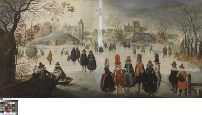 ドイツ語：スケーターのいる冬景色 スケートのある冬景色 作： アダム・ファン・ブリーン