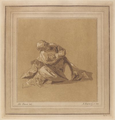 しゃがむ使徒 (聖ペテロ) 作： Adam von Bartsch, after a drawing formerly attributed to Albrecht Dürer