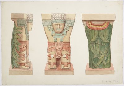 カリアティッドIX（正面・側面・背面）（水彩画 作： Adela Breton