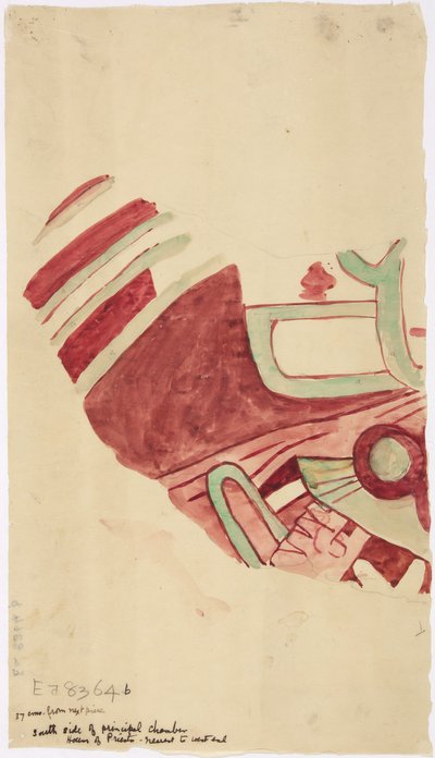 メキシコ合衆国、テオティワカンの壁画の断片のコピー 作： Adela Breton