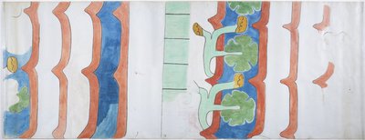 メキシコ、テオティワカンの農業神殿の壁画のコピー（水彩、ボディカラー、グラファイト 作： Adela Breton