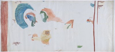 メキシコ、アカンセの小部屋にあった壁画のコピー 鉛筆の線、水彩 3つの部分に分かれている（鉛筆の線と水彩 作： Adela Breton