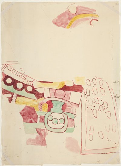 メキシコ州テオティワカンの絵画の断片のコピー（水彩画 作： Adela Breton