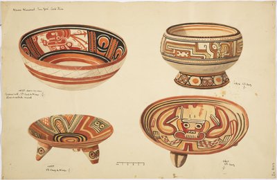 コスタリカ・サンタクルス・デ・ニコヤの4つの料理（水彩画 作： Adela Breton