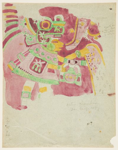 メキシコ、テオティワカン、ペナフィエルの外室のフレスコ画 作： Adela Breton